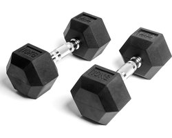 AJ-Sports Hex Dumbells 10kg - 2 x 10 kg Dumbell - Gewichten - Dumbells set - Gewichten set - Halterset - Fitness gewichten - Krachttraining - Fitness