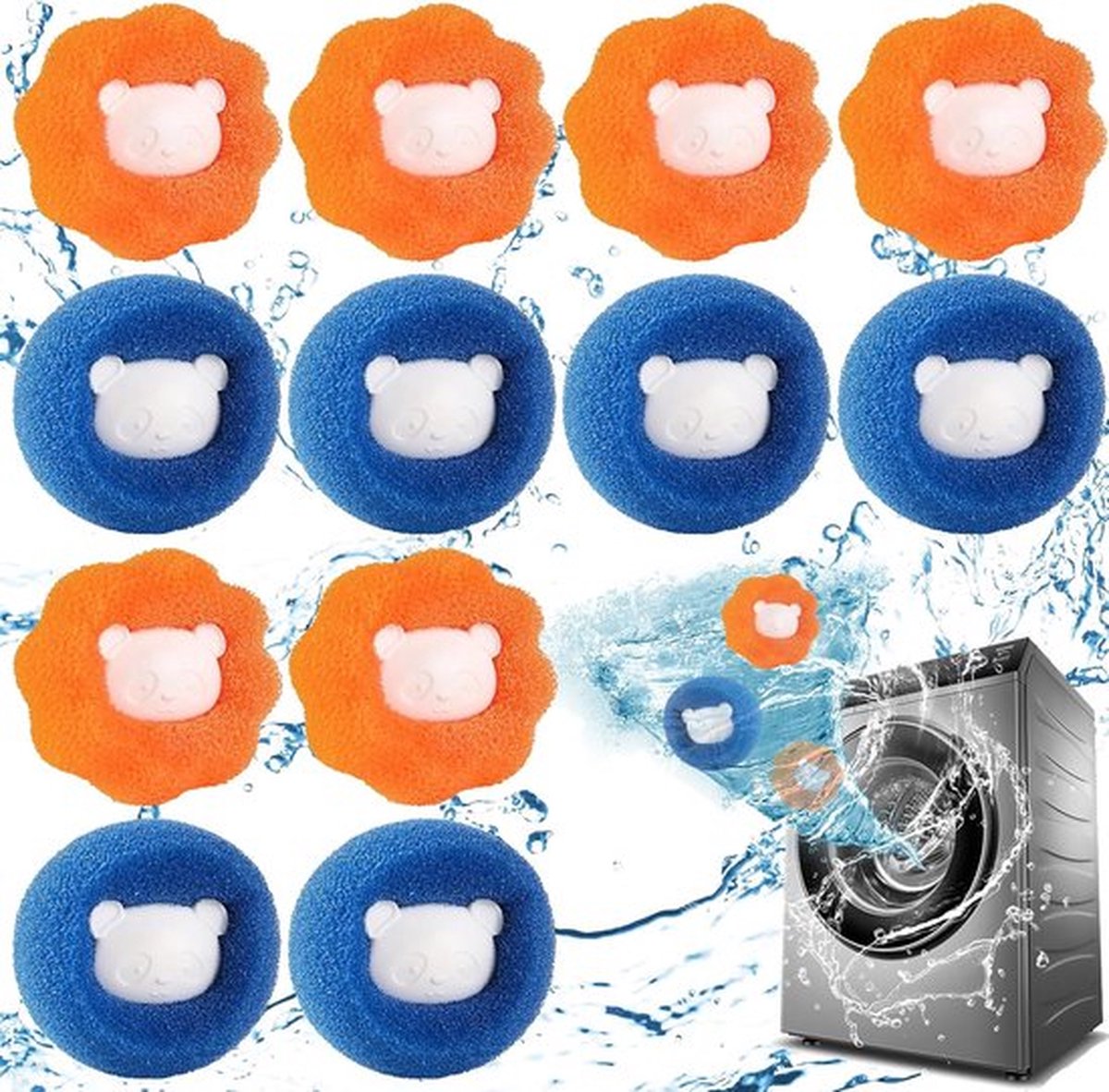 Wasballen Voor Wasmachine - 12 Stuks - Wasbal - Anti Haar - Wasdrogerbal - Wasverzachterbal - Wasdroogbal - Anti-Rollende Wasbal -Schoonmaakbenodigdheden - Huishoudelijke Gadgets - Herbruikbare -Haar Opvanger - Anti-Pluis - Voor Wasmachine/Droger