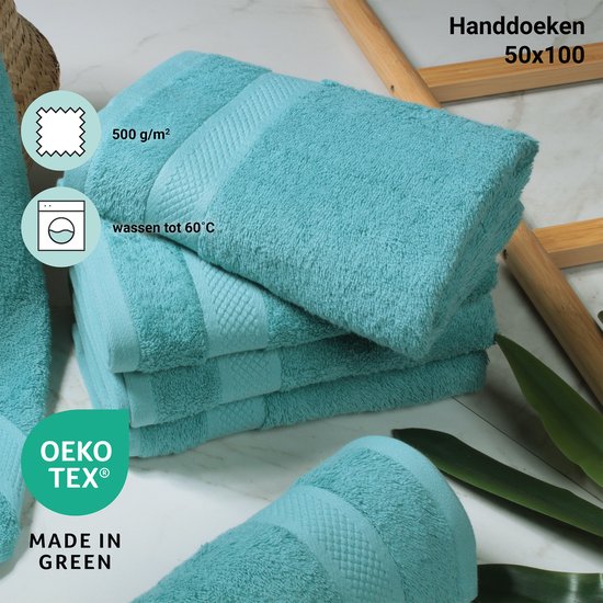 DoubleDry Hotel Handdoeken 50 x 100 cm – Set van 6 – 100% Katoen 500 g/m2 – Zacht & Absorberend - Denimblauw