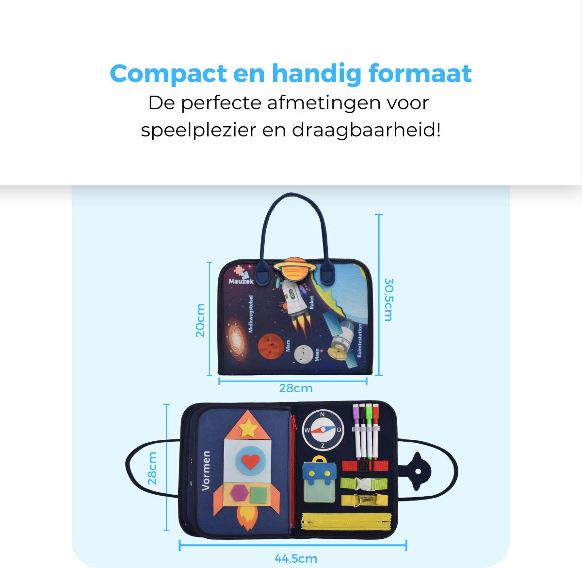 Mauzek® Busy Board Ruimte - Nederlands - Montessori Speelgoed - Activiteitenboek - Doeboek - Reisspeelgoed - Peuter Speelgoed - Jongens - Meisjes - Busy Book - Speelgoed voor onderweg - Speelgoed voor in de auto - 3 Jaar - 4 jaar - 5 jaar - 6 jaar — afbeelding 7