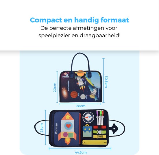 Mauzek® Busy Board Ruimte - Montessori Speelgoed - Activiteitenboek - Sensorisch Speelgoed - Educatief Speelgoed - Peuter Speelgoed - Jongens - Meisjes - Busy Book - Speelgoed voor in de auto - Voor onderweg - 3 Jaar - 4 jaar - 5 jaar - 6 jaar van Merkloos — afbeelding 5