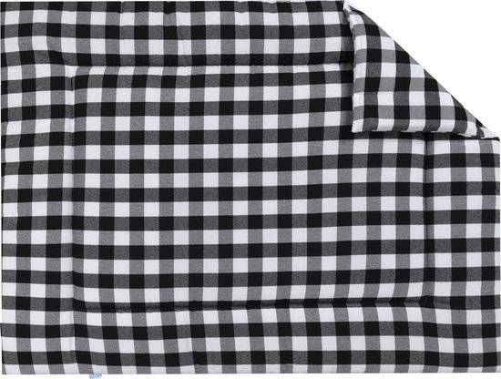 BINK Bedding Boxkleed Blok Zwart 80 x 100 cm - vulling fiberfill 400 grams - speelkleed - parklegger - katoen - polyester - ruiten - zwart - wit