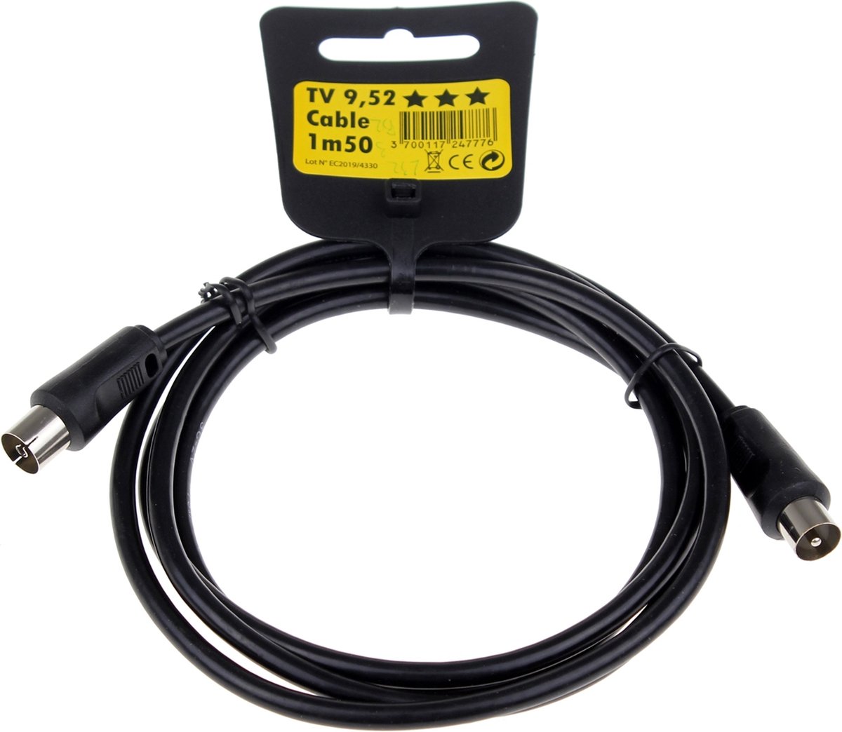 Erard X004777 coax-kabel 1,5 m 9.52mm Zwart