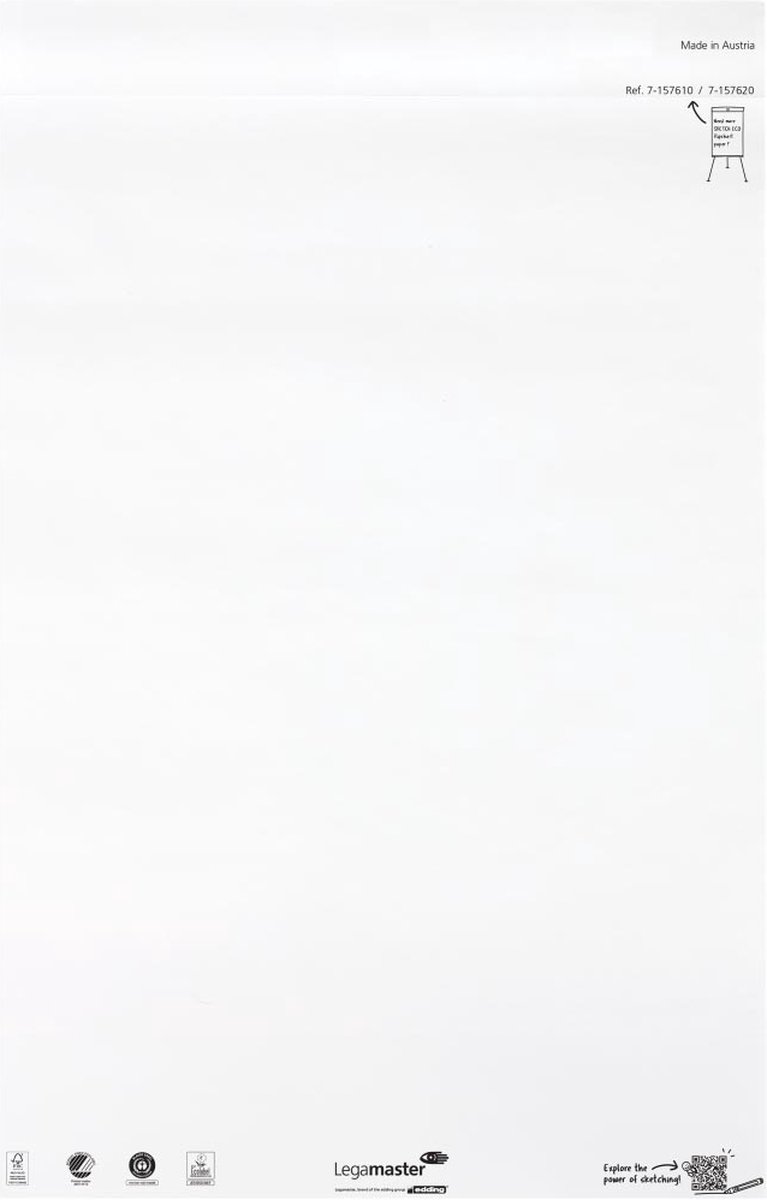 Legamaster SKETCH ECO flip-overblok blanco, 5 x 20 vellen, incl. 2 edding 31 flipchartmarkers