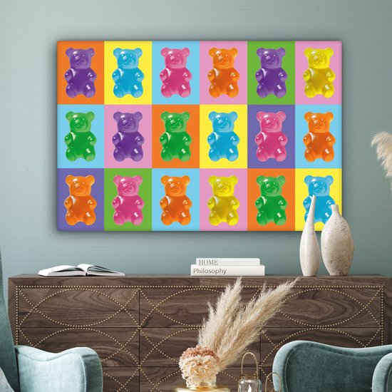 Tableau sur toile 120x80 cm - Décoration murale exclusive - Art- Snoep - Coloré - Décoration murale murale salon - Décoration chambre - Accessoires de chambre - Peintures sur toile