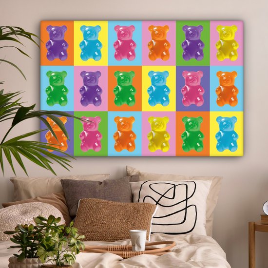 Tableau sur toile 120x80 cm - Décoration murale exclusive - Art- Snoep - Coloré - Décoration murale murale salon - Décoration chambre - Accessoires de chambre - Peintures sur toile