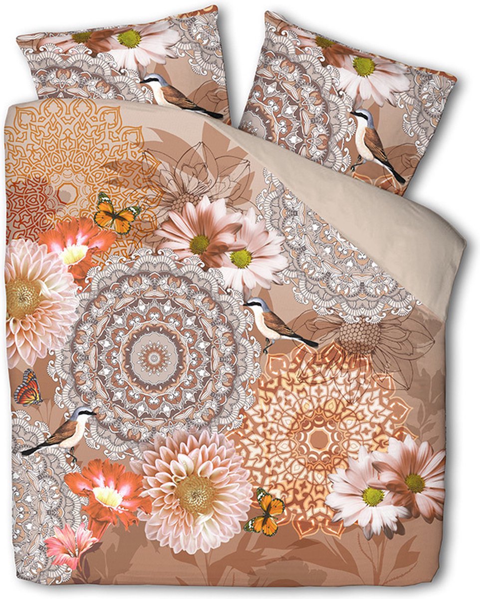 Dekbed-Discounter - Cloud Nine Dekbedovertrek 200 x 200/220 cm - Verkoelend Katoen - Dubbele instopstrook - Wassen op 40 graden - Inclusief 2 kussenslopen - Mandala Flower