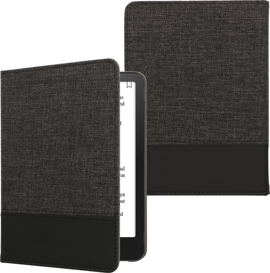 kwmobile hoes geschikt voor Amazon Kindle Paperwhite (2024)/Colorsoft - Canvas beschermhoes in antraciet / zwart - Voor e-reader van kwmobile — afbeelding 3