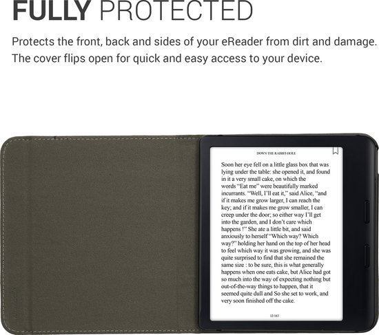 kwmobile hoes geschikt voor Kobo Libra Colour - Canvas beschermhoes in antraciet / zwart - Voor e-reader van Merkloos — afbeelding 3