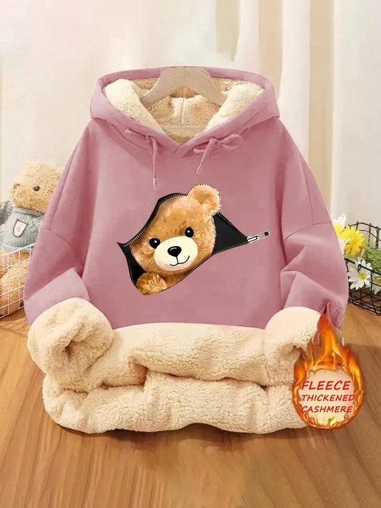 Sweat à capuche polaire doublé ours capuche pull vieux