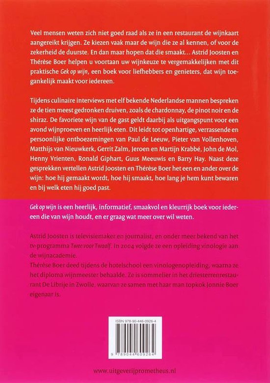 Gek op wijn. Gids voor beginners en genieters. Boek met tekst en ISBN.