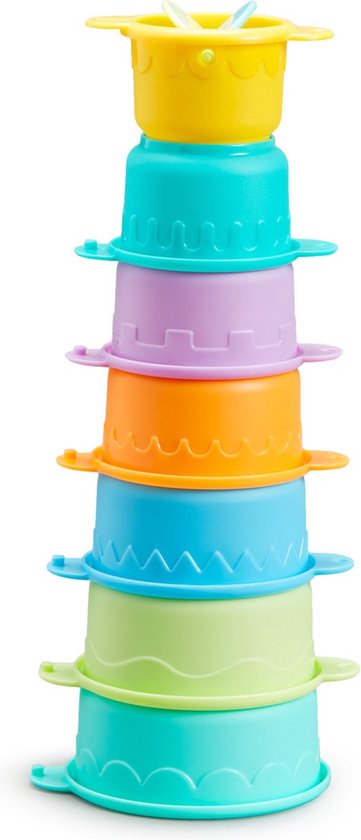 Jouets de bain Munchkin - Connect A Cup - Gobelets de bain amusants - Jouets de bain pour Garçons et Filles - Éducatifs pour Enfants - À partir de 9 mois - 7 gobelets de bain