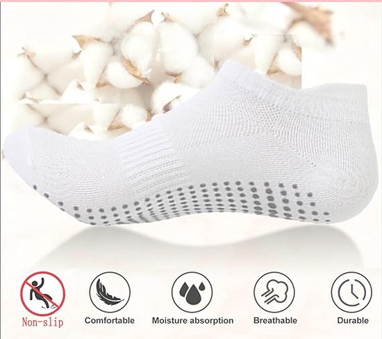 6 paar yogasokken met grip voor dames, antislip pilates grip sokken, ziekenhuissokken, ballet barre sokken voor dans - Lichtgrijs — afbeelding 4