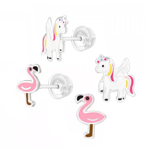 La Rosa Princesa Set Eenhoorn Oorbellen Flamingo