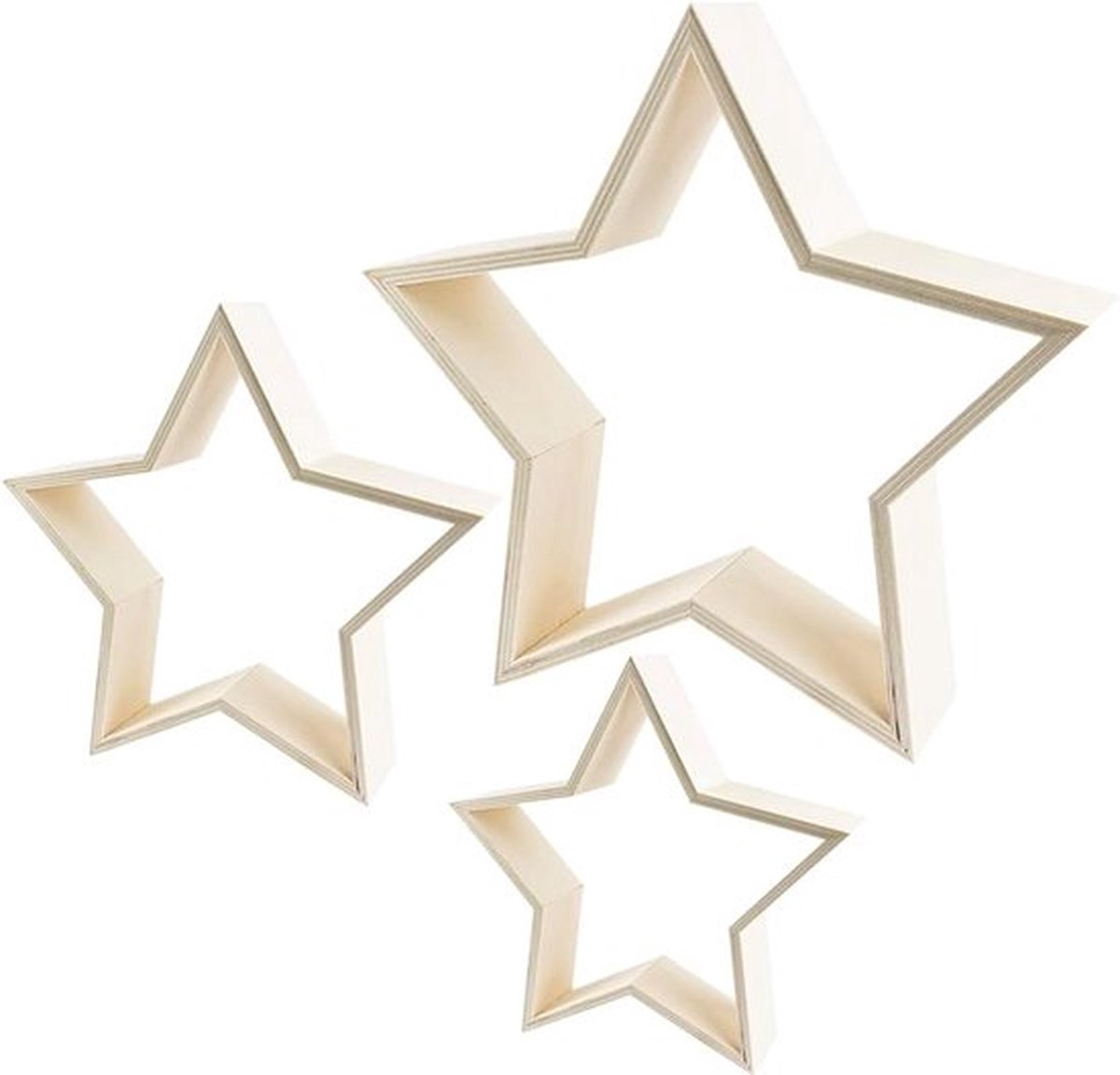 Ideen mit Herz Sterren | Houten lijst | In drie verschillende maten | 3 stuks