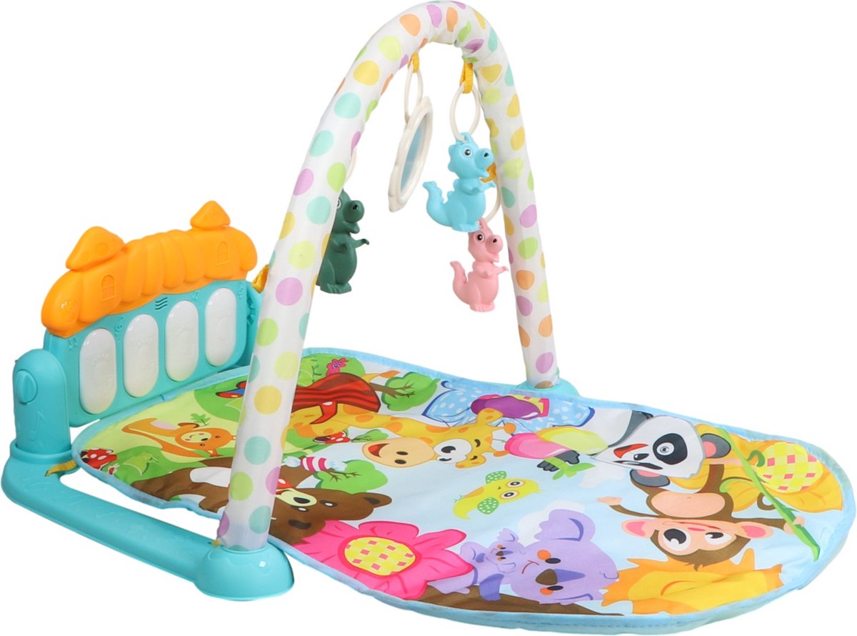 Moni Toys - Piano Activiteiten Speelkleed - Multicolor - Met Speelboog, Spiegeltje & Muziek - Educatief Baby Gym - Vanaf 0 Maanden — afbeelding 12