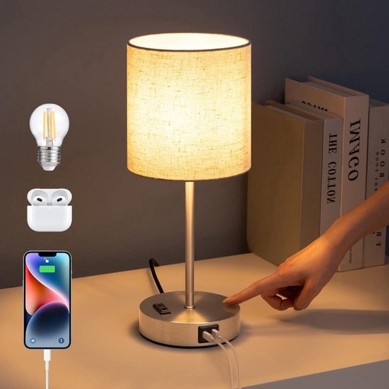 Lampe De Chevet Tactile LED USB Rechargeable - Veilleuse à Arrêt Automatique
