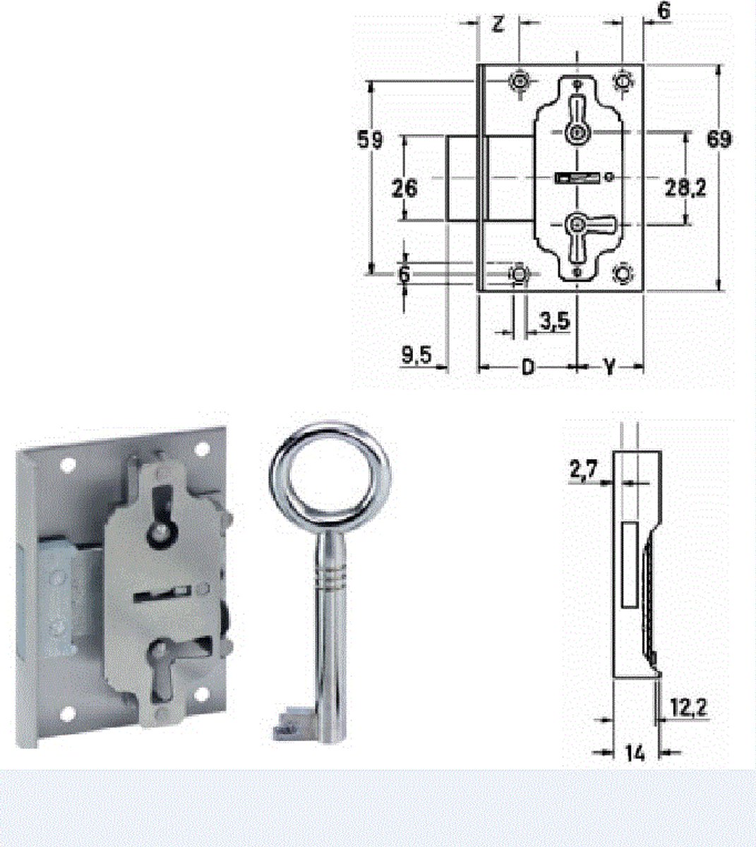 Meubelslot inlaat D = 25MM