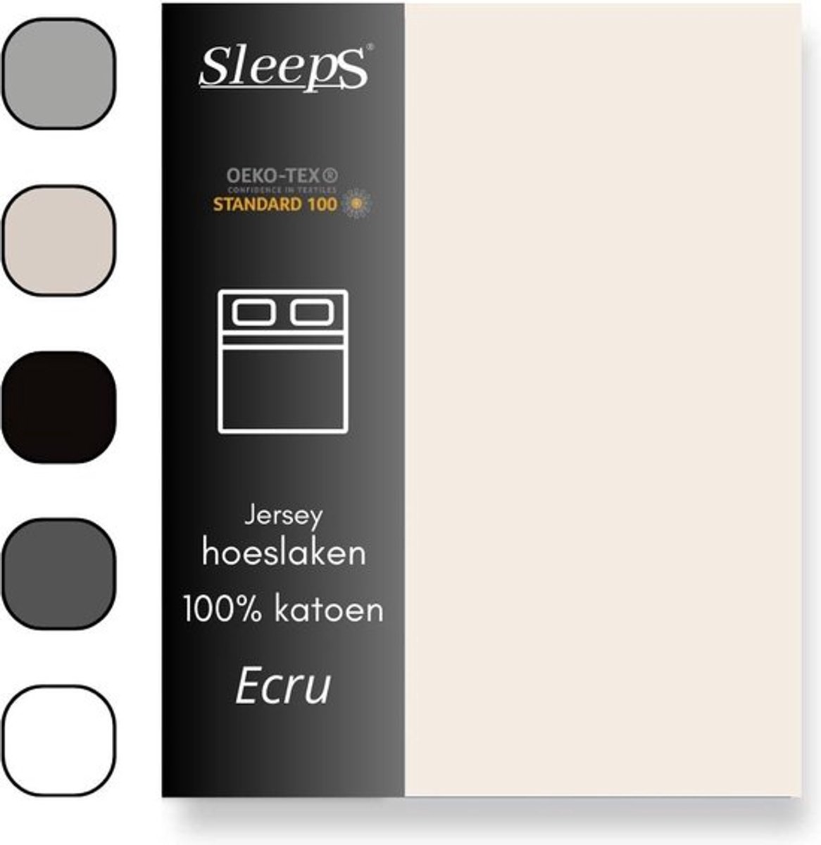 Sleeps Jersey Hoeslaken Katoen - 180x220 cm - Ecru - Strijkvrij