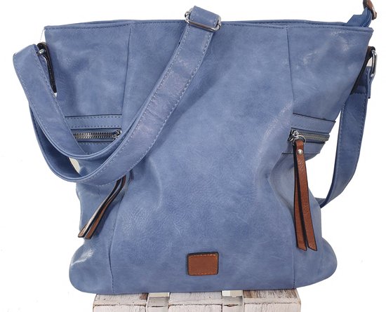 Buideltas handtas damestas crossbody tas van vintage kunstleer lavendel blauw
