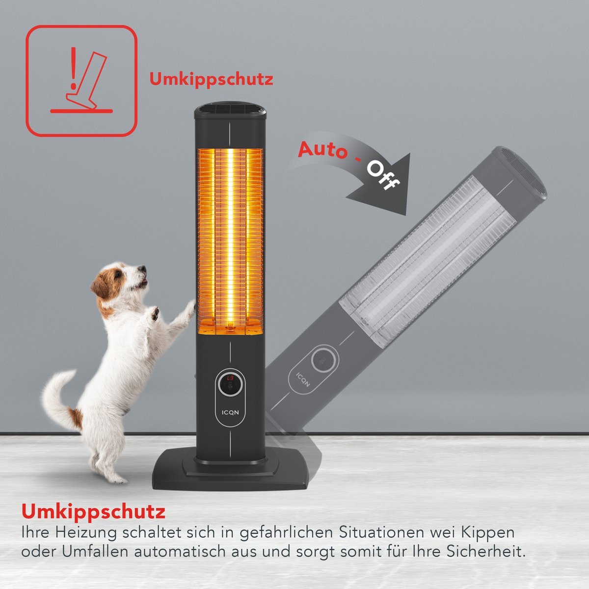 ICQN Infrarood Terrasverwarmer met Beschermhoes, Infrarood Kachel - 2300W - Met Afstandsbediening, Timer, Instelbare Warmtes en LCD-scherm - Voor Binnen en Buiten - Hoge Capaciteit – foto 6