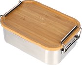 Petite boîte à lunch en acier inoxydable avec couvercle en Bamboe - Boîte à lunch pour adultes et enfants - Convient pour le pain, le riz, les nouilles et plus encore ! - 700 ml