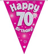 Oaktree - Vlaggenlijn Roze Happy 70th Birthday (4 meter)