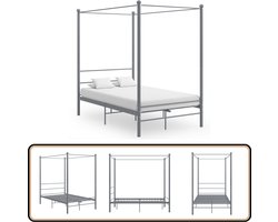 vidaXL Hemelbedframe Metaal Grijs 120x200 cm Metalen Bedframe - Hemelbed - Bed - Slaapcomfort - Design Bed
