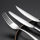 Deleca 6 Persoons Luxe Bestekset Serena - Lepels, Messen, Vorken, Steakmessen & Gebaksvorkjes - Vaatwasserbestendig Bestek - Zilver / Edelstaal