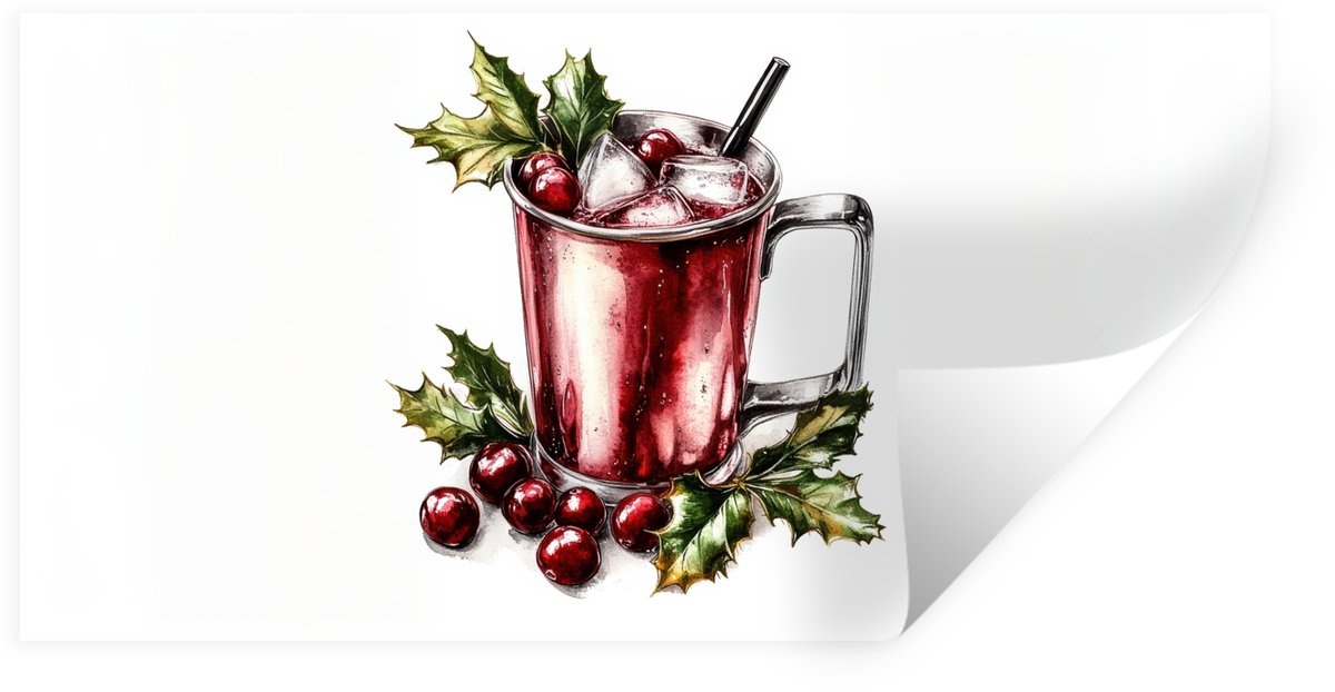 Muurstickers - Sticker Folie - Drank - Winter - Cocktail - Rood - 160x80 cm - Plakfolie - 