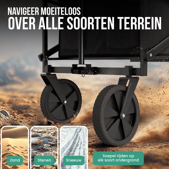 Avalo Bolderkar XL - Opvouwbaar - Tot 110KG - 91x51x59 CM - 120L - 360º Wielen - Zwart van Avalo — afbeelding 4