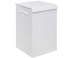 5Five Eureka sorteer wasmand - 74 liter - wit - 37 x 37 x 60 cm - MDF/Polyester stof - met afsluitklep