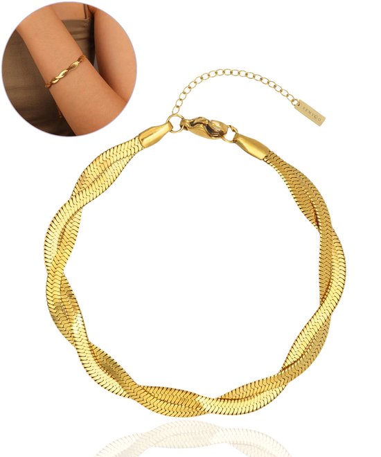 Semyco® Bracelet Femme - Bracelets à maillons Plaqué Or 18 Goud - Chevrons Couleur Or - Cadeau Fête des Mères pour Femme - Veya