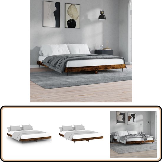 Gecheer Bedframe eiken rook, 75 x 190 cm, van meerlaags