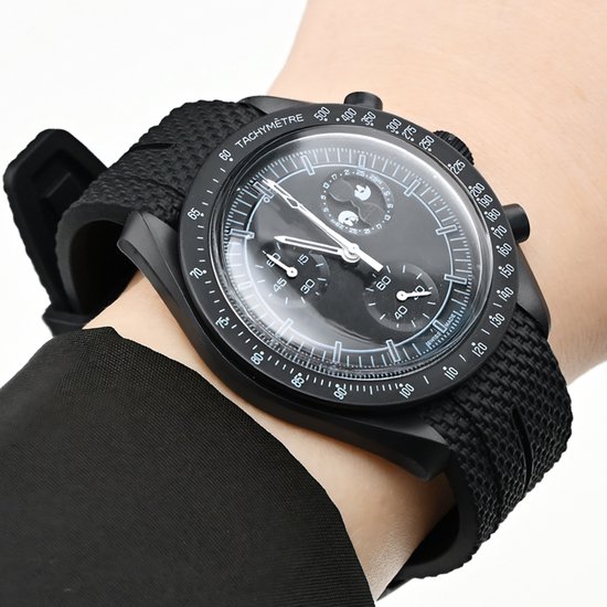 MoonSwatch - Omega - Swatch Mission on Earth - Speedmaster - Rubberen horlogeband met perfecte pasvorm - 20mm - Zwart