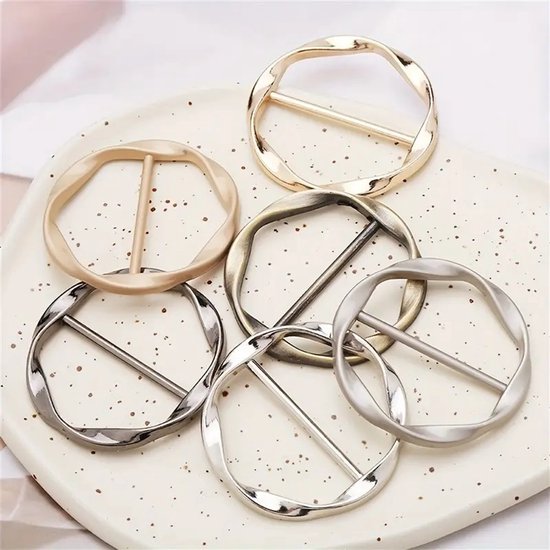 4 Pièces Boucles Pour Foulard Élégantes - Clips Anneaux Pour Écharpes En Soie, Or Et Argent, Accessoire Mode Pratique Et Chic
