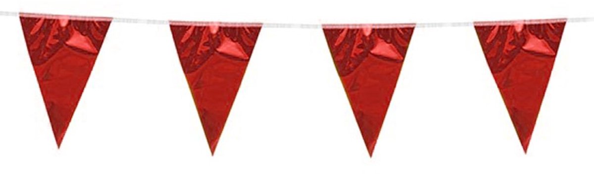 12x Vlaggenlijn Metallic Ruby Red 10 meter - Verjaardag Feest Party Festival Poolparty Decoratie