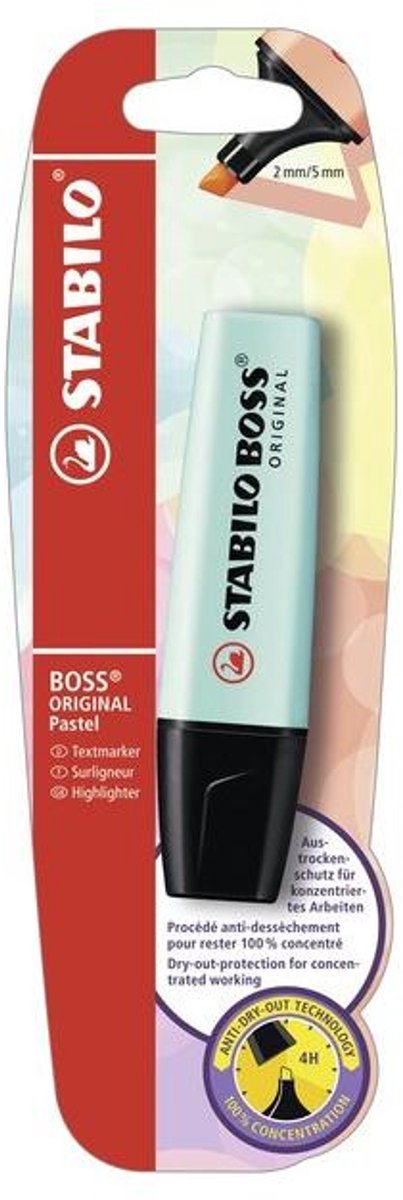 Stabilo B-49282-10 markeerstift 1 stuk(s) Beitelvormige punt Turkoois Blauw