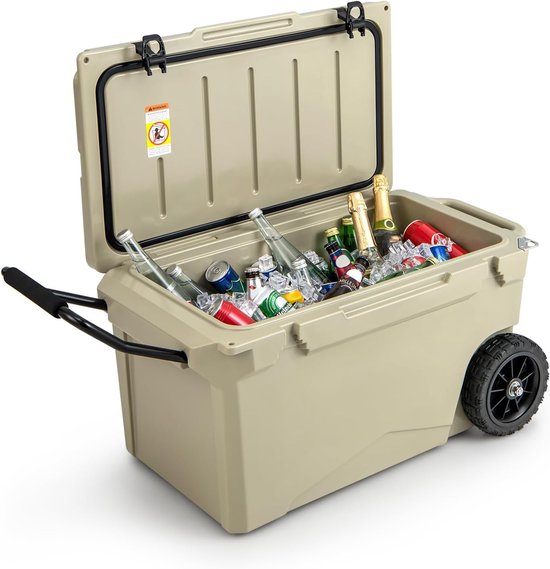 COSTWAY 71 l draagbare koelbox – grijs – met wielen