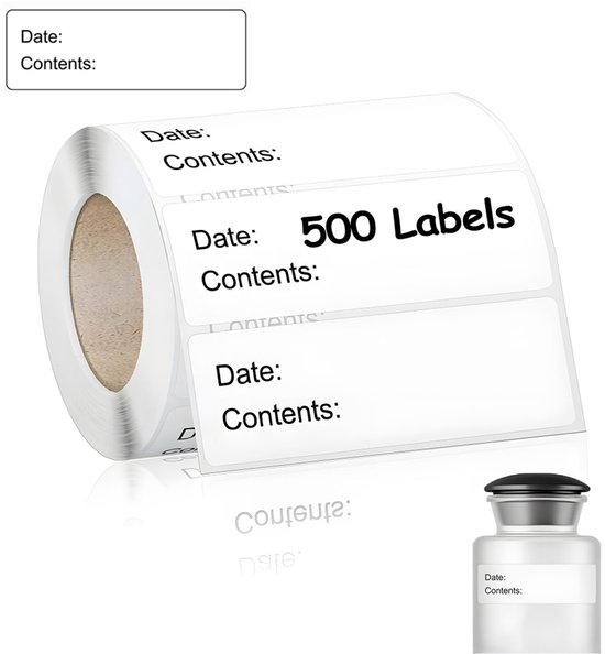 Vriesetiketten, 500 stuks levensmiddeldatum-etiketten, 25 x 40 mm, zelfklevende etiketten om te beschrijven voor vriezer, jam, potten en zakken, zelfklevende handgemaakte stickers