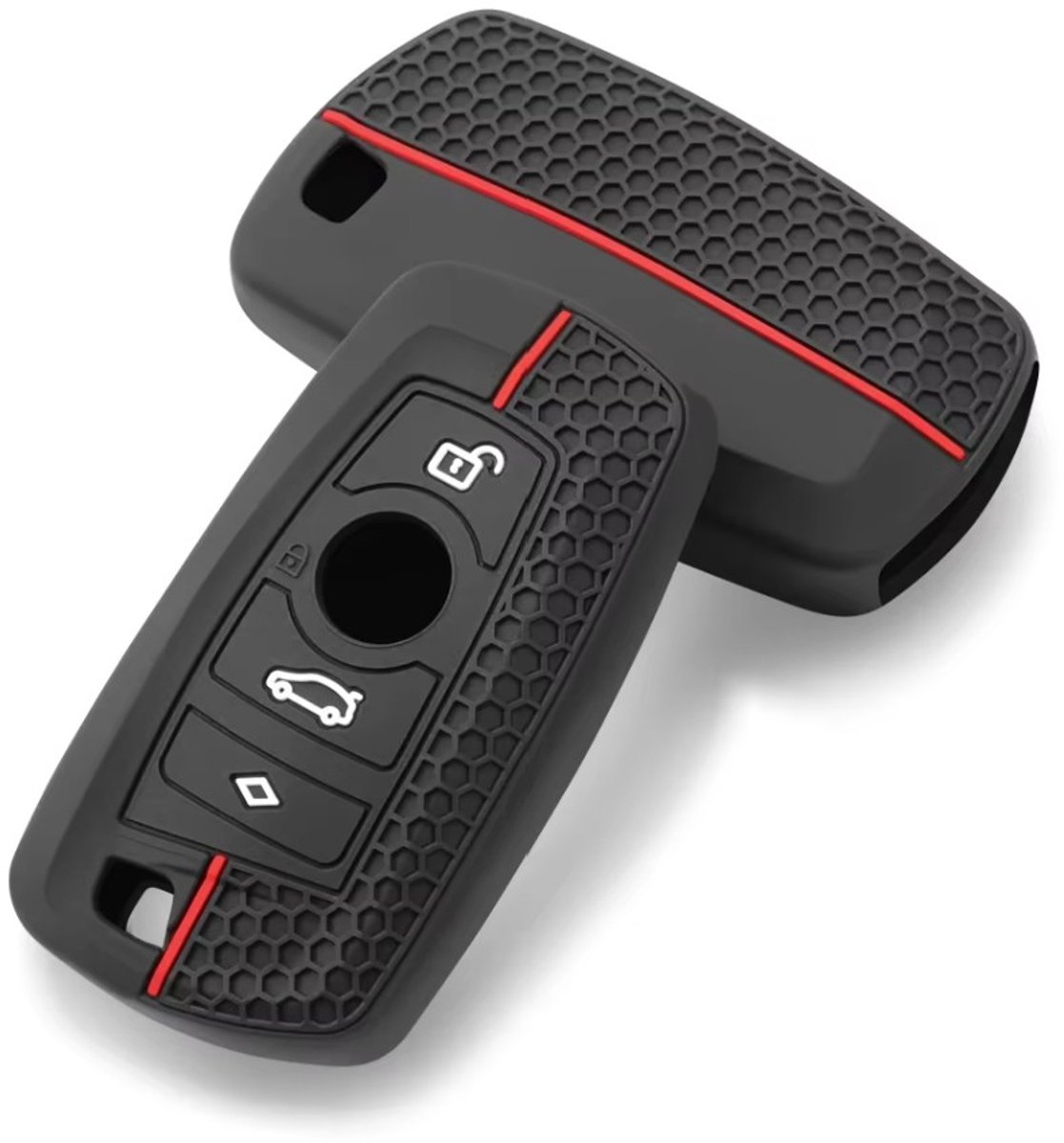 Siliconen Remote Cover Key Case key cover Zwart/Rood Sleutelhoesje Geschikt voor BMW 1 serie / 3 serie / 5 Serie / 7 Serie / X1 / X3 / X4 / X5 / F20 / F30 / F31 / F34 / M - Siliconen Materiaal - Sleutel Hoesje Cover - Auto Accessoires