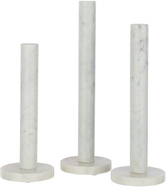 J-Line bougeoir Marbre - pierre - blanc - set de 3