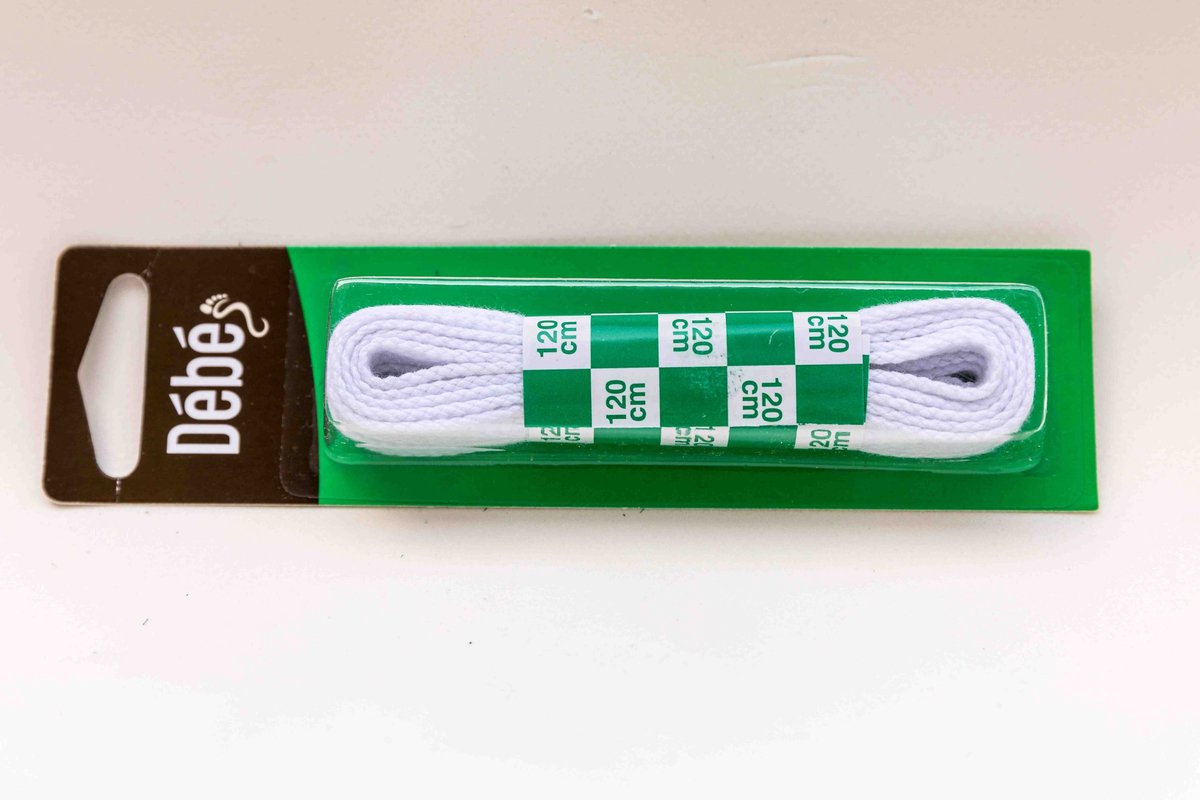 Debe Veters Plat 120cm - Wit - 5 packs