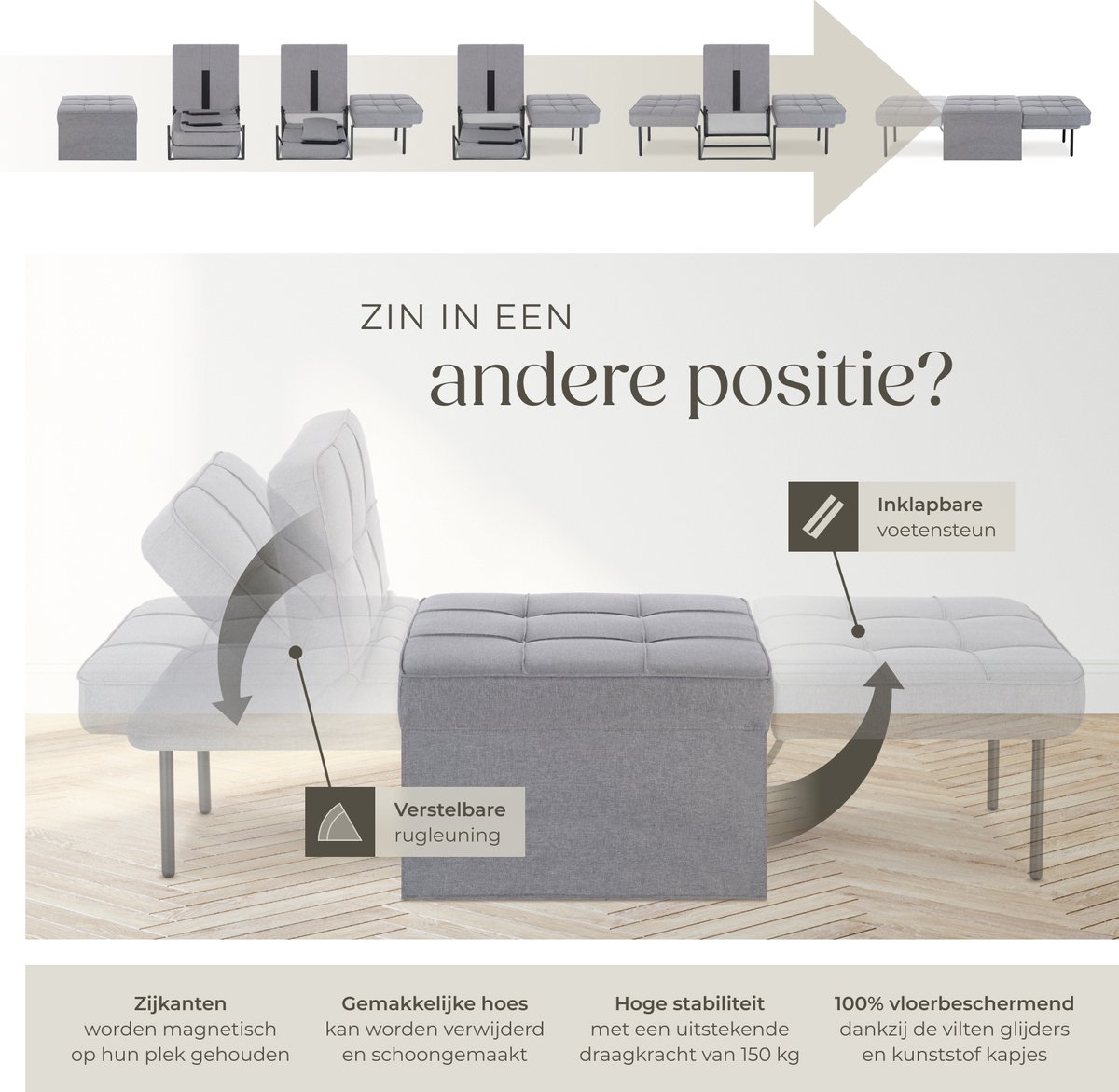 tectake tectake Ponto 4-in-1 Slaapbank - afbeelding 2