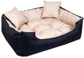 Bol.com Waterdicht hondenbed - silicone vulling - 100 x 75 cm - kleur beige + zwart - voor hond - maat L aanbieding