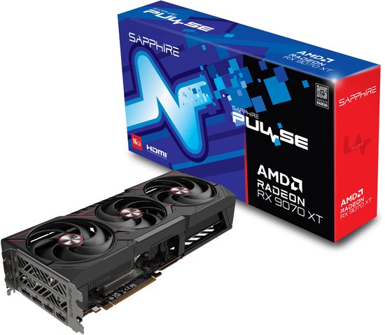 Sapphire PULSE AMD Radeon RX 9070 XT - Videokaart - 16GB - GDDR6 - 2x HDMI 2.1b - 2x DisplayPort 2.1a