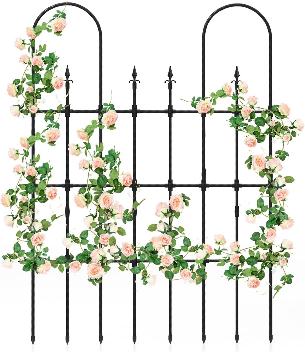 COSTWAY Trellis, 146 x 186 cm, klimhulp in de tuin, om in te steken, voor klimplanten, bloemen en rozen
