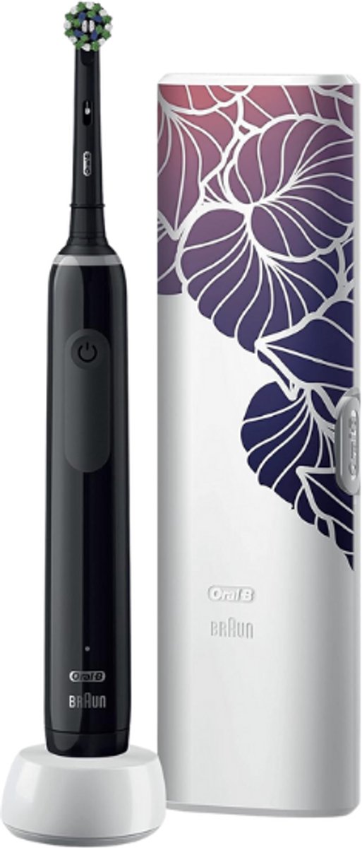 Afbeelding 2 van Oral-B Pro 3 3500 Black mit Reiseetui Floral Design Edition