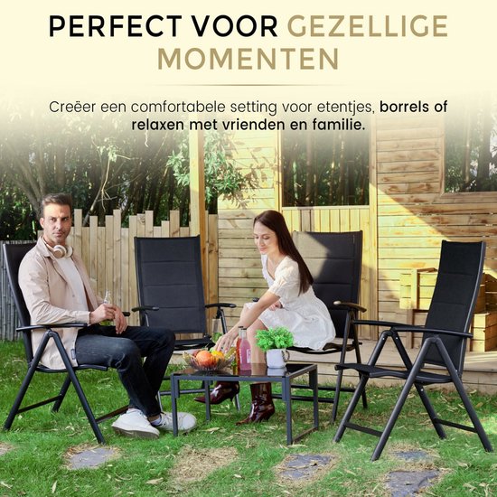 BRUBAKER Lugano Tuinstoel, 2-delige set, polyrotan klapstoel, weerbestendig en robuust, balkonstoel, inklapbaar, campingstoel voor tuin, balkon, terras, campingstoel, grijs/beige