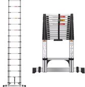 Bol.com Telescopische Vouwladder Zyrell - 5M - A-Frame & Rechte Ladder - Roestvrijstaal - 2-in-1 Verlengladder - 150kg Draagverm... aanbieding